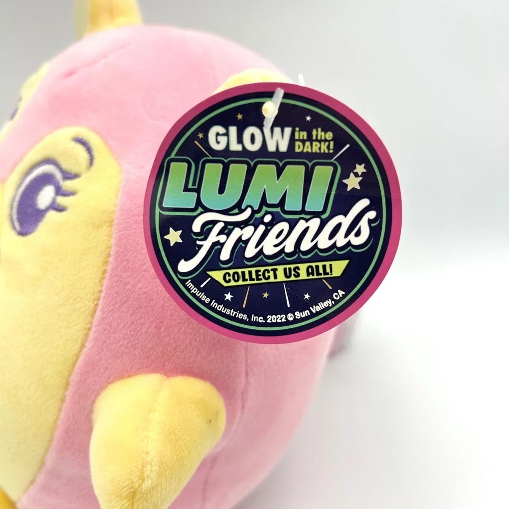 Beamies World Lumi Friends Glow in the Dark Squishy Plush Olivia Pink Yellow NWT